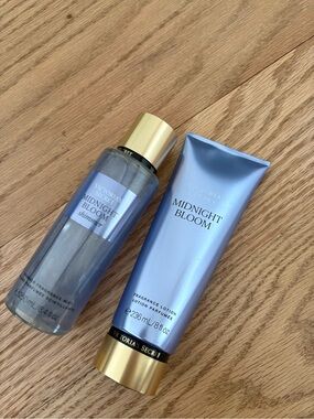 Victoria's Secret Midnight Bloom Mist & Lotion - Light Blue & Gold